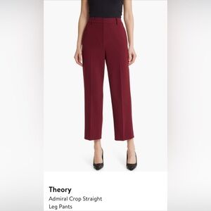 Theory pants Admiral Crop Straight Leg burgundy currant size 4 NWT